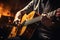 In dimness, a guitarist\\\'s nimble fingers create a mesmerizing acoustic symphony.