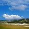 Dinara mountain over blue sky