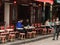 Diners enjoy a lunch at an outdoor bistro