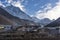 Dingboche village in a morning with Lhotse mountain background,