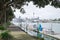 Dinghies and boats at Westhaven Marina with Auckland CBD skyline