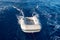 Dinghy (or dingey) inflatable small boat towed by a yacht in the