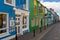 Dingle, Ireland, May, 5, 2019: The colourful shop fronts on the main street in Dingle, Ireland, no people in the image