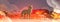 Dingo escaping from fires in australia animal dying in wildfire bushfire natural disaster concept intense orange flames