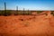 The dingo fence, Cameron Corner, in outback Australia