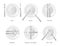 Dining etiquette. White porcelain plates with silverware, restaurant rules, top view cutlery positions, forks and knives