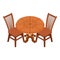 Dining furniture icon isometric vector. Wooden round dining table and chair icon