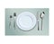 Dining plates setup with knife, spoon, forks, vector illustration