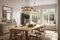 Dining Room: Capture a set of images that showcase an elegant, inviting dining room. Generative AI