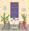 Dining room interior design. Arrangement of furniture in the apartment vector illustration