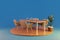 dining room interior design isolated on wooden podest and infinite background 3D rendering