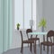 Dining room interior. Dinner table with chairs. Vector illustration.