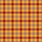 Dining room seamless texture fabric, formal tartan plaid pattern. Comfort textile vector check background in red and amber colors