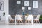 Dining room with white cupboard