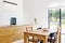 Dining table in bright white interior