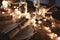 Dining table decorated for an evening dinner party