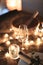 Dining table decorated with lights for an evening dinner party