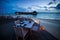 Dining table at the outdoor beach restaurant