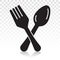 Dining vector flat icons with cutlery concept. spoon, fork or flatware on a transparent background