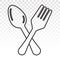 Dining vector line art icon with cutlery concept. spoon, fork or flatware on a transparent background