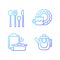 Dinner accessories gradient linear vector icons set