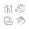 Dinner accessories linear icons set