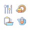 Dinner accessories RGB color icons set