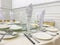 Dinner banquet table setting and elegant tableware in wedding hall