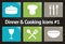 Dinner & Cooking Vector Icon Set #1