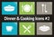 Dinner & Cooking Vector Icon Set #2