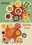 Dinner food icon with spanish and jewish dishes