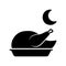 Dinner icon with a whole chicken on the menu and a crescent moon visible