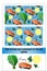 Dinner pattern. Fish, lemon and cabbage. Vector.