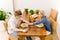 Dinner romantic couple enjoy wine eat pasta