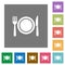 Dinner square flat icons