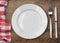 Dinner table with dinning plate, fork and knife