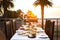 Dinner Table Overlooking Sunset with Food