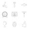 Dinnertime icons set, outline style