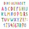 Dino Alphabet with Cute Abc Capital Letters Vector Set