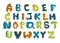 Dino alphabet Vector funny comic letters in cartoon style