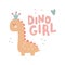 Dino baby princess with cute lettering. Simple nursery art for baby girl cute print.