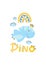 Dino baby princess poster with cute lettering. Childish simple scandinavian cartoon doodle style. A comic font ideal for