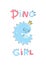Dino baby princess poster with cute lettering. Childish simple scandinavian cartoon doodle style. A comic font ideal for