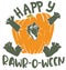 dino breaking out of a pumpkin - happy rawr-o-ween