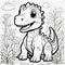 Dino Excitement: Dive into 3D Coloring with a Playful Baby Dinosaur in Black & White