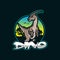 Dino mascot logo design with modern illustration concept style for badge, emblem and tshirt printing. Dinosaurus illustration