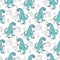 Dino monster boy seamless vector pattern.