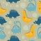 Dino seamless cute pattern for baby and kids vector illustration funny drawing scandinavian hand drawn background ready for