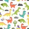 Dino Seamless Pattern Image Vector Illustration