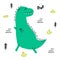 Dino T Rex in cartoon scandinavian style.
